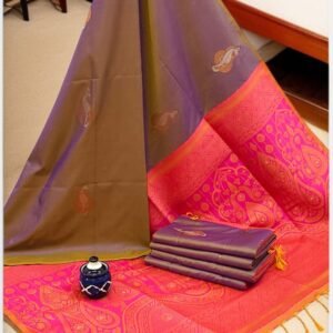 Exclusive Kanchipuram Silk Sarees (Meena work contrast blouse)