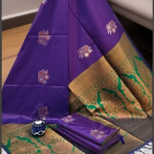 Exclusive Kanchipuram Silk Sarees (Meena work contrast blouse)
