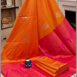 Exclusive Kanchipuram Silk Sarees (Meena work contrast blouse)