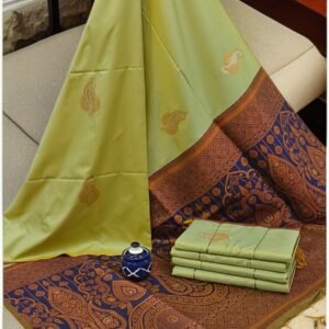 Exclusive Kanchipuram Silk Sarees (Meena work contrast blouse)