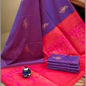 Exclusive Kanchipuram Silk Sarees (Meena work contrast blouse)