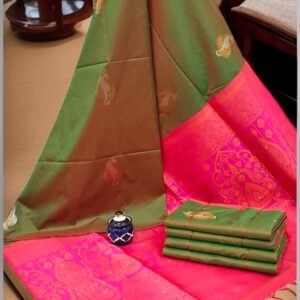 Exclusive Kanchipuram Silk Sarees (Meena work contrast blouse)