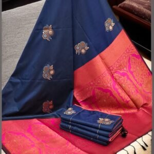 Exclusive Kanchipuram Silk Sarees (Meena work contrast blouse)