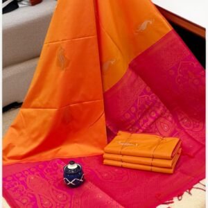 Exclusive Kanchipuram Silk Sarees (Meena work contrast blouse)