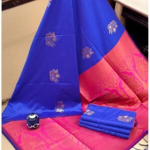 Exclusive Kanchipuram Silk Sarees (Meena work contrast blouse)