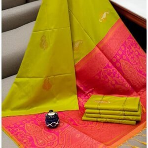 Exclusive Kanchipuram Silk Sarees (Meena work contrast blouse)