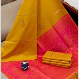 Exclusive Kanchipuram Silk Sarees (Meena work contrast blouse)