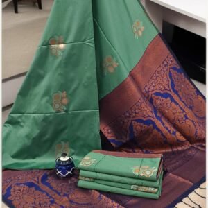 Exclusive Kanchipuram Silk Sarees (Meena work contrast blouse)