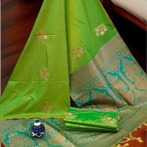 Exclusive Kanchipuram Silk Sarees (Meena work contrast blouse)
