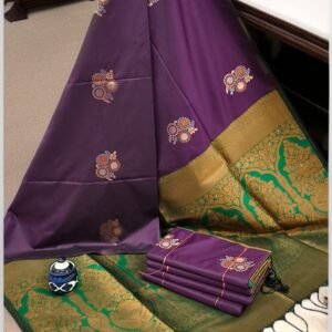 Exclusive Kanchipuram Silk Sarees (Meena work contrast blouse)