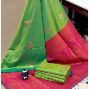 Exclusive Kanchipuram Silk Sarees (Meena work contrast blouse)