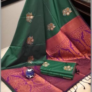 Exclusive Kanchipuram Silk Sarees (Meena work contrast blouse)